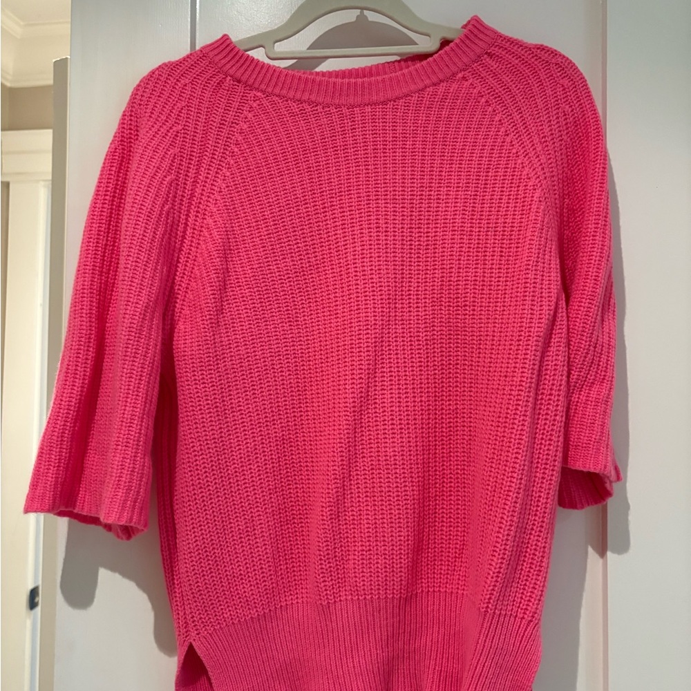 Autumn Cashmere Bright Pink Crew Neck Sweater, Medium